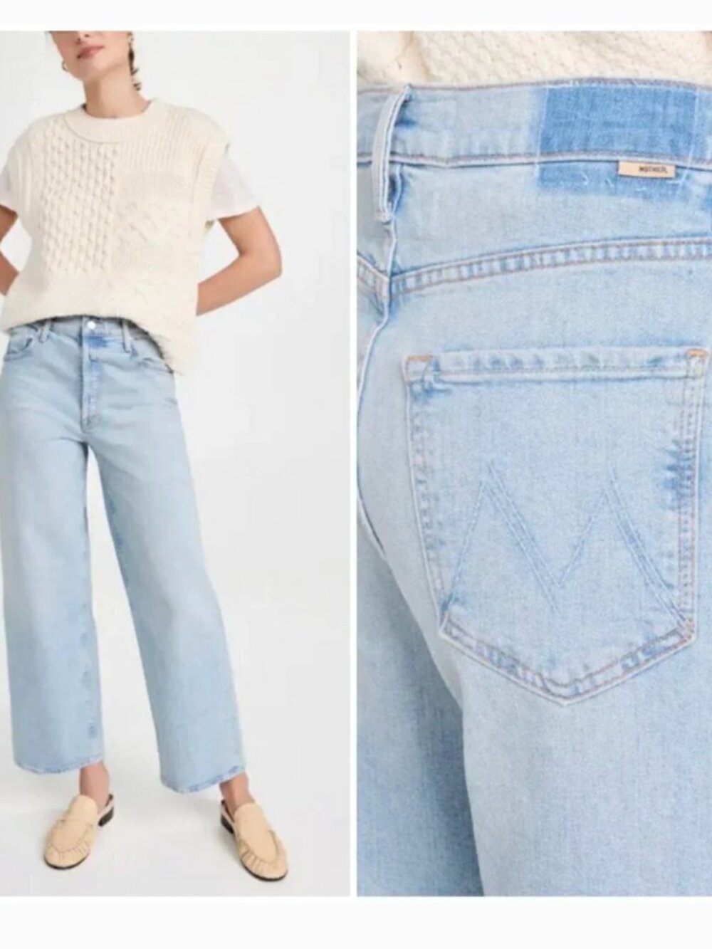 Mother High Waisted Spinner Skimp Jeans Pre Party Cotton Denim Button Blue 28